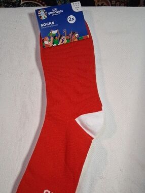 FIFA EURO CUP Red And White Crew Socks with White Heel - 2-Pack